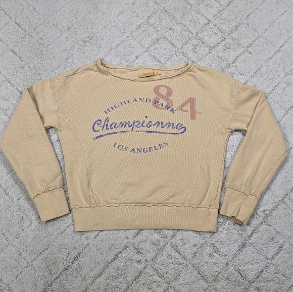 Maeve Anthropologie Sweatshirt Women's S Yellow Highland Park Los Angeles Retro - Picture 1 of 7